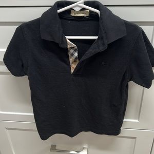 Burberry Boys' Black Polo Shirt with Signature Check Trim